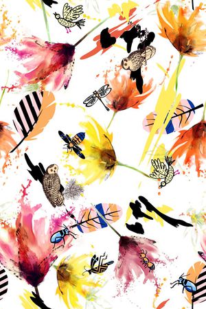 抽象花卉印花华亿平台图片