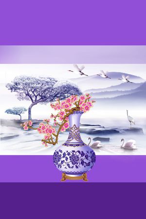 山水画印花华亿平台图片