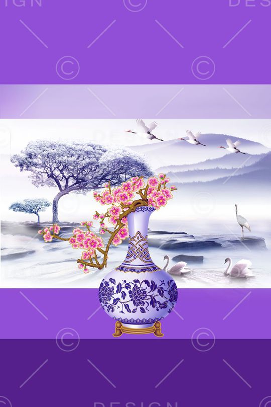 山水画印花华亿平台图片