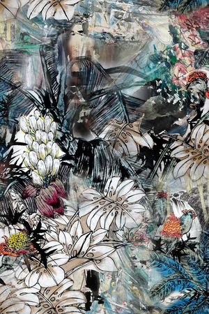 国画工笔花卉印花华亿平台图片