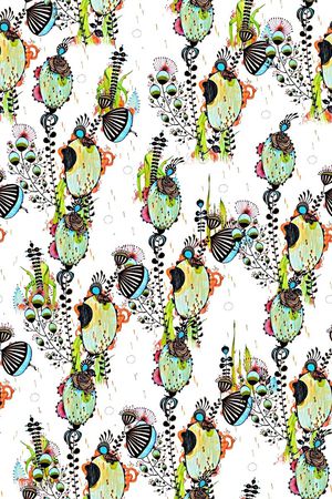 抽象手绘满版花卉印花华亿平台图片