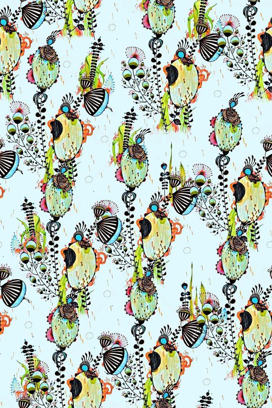 抽象手绘满版花卉印花华亿平台图片