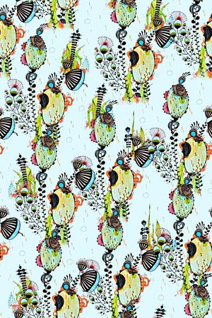 抽象手绘满版花卉印花华亿平台图片