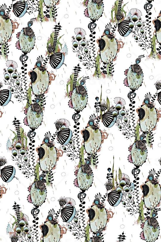 抽象手绘满版花卉印花华亿平台图片