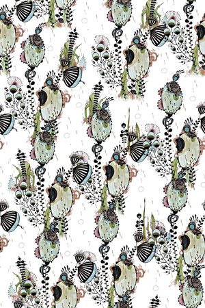 抽象手绘满版花卉印花华亿平台图片