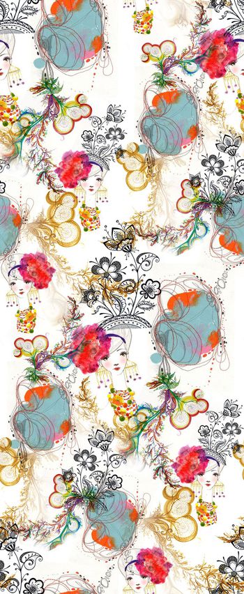 水墨花卉印花华亿平台图片