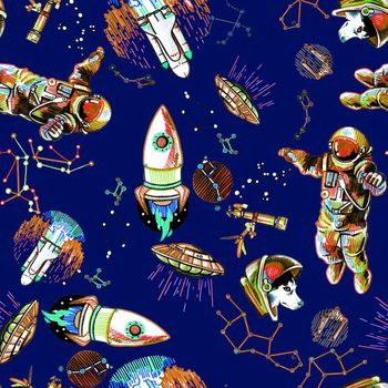 701462-漫游太空星际飞碟蓝