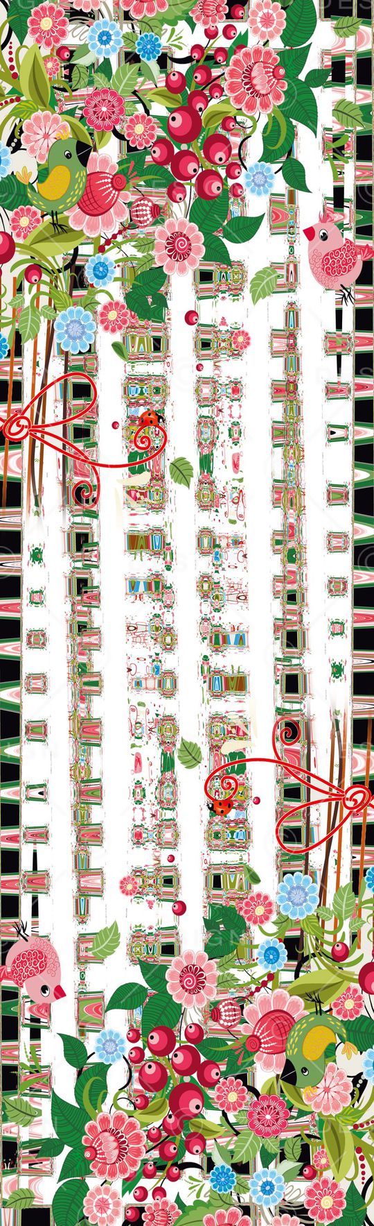 水彩花卉长丝巾印花华亿平台图片