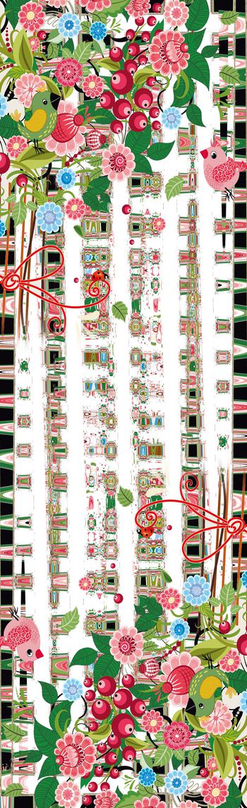 水彩花卉长丝巾印花华亿平台图片