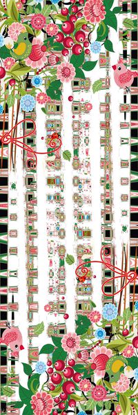 水彩花卉长丝巾印花华亿平台图片