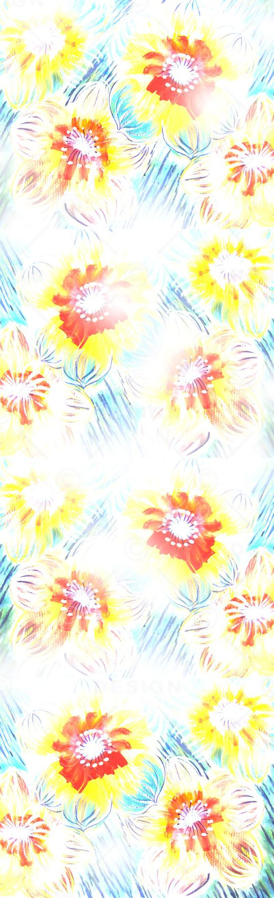 水彩花卉围巾印花华亿平台图片