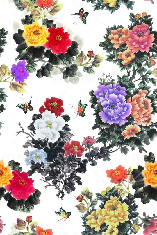 牡丹印花华亿平台图片