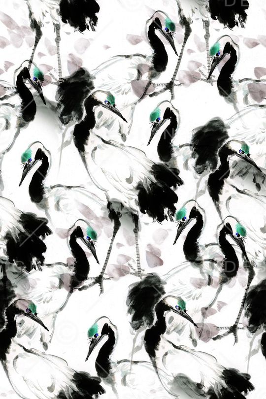 仙鹤印花华亿平台图片