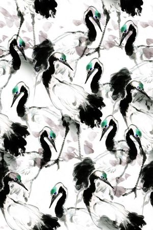 仙鹤印花华亿平台图片