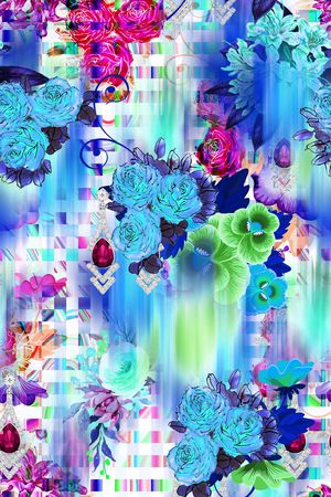 旗袍花卉印花华亿平台图片