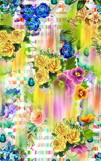 旗袍花卉印花华亿平台图片