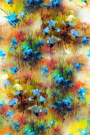 抽象油画印花华亿平台图片