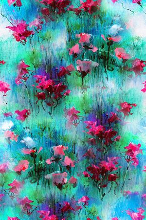 抽象油画印花华亿平台图片