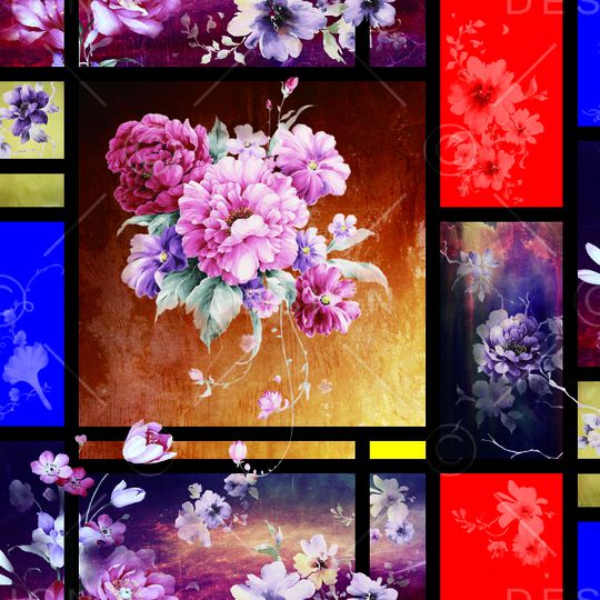 几何中西结合印花华亿平台图片