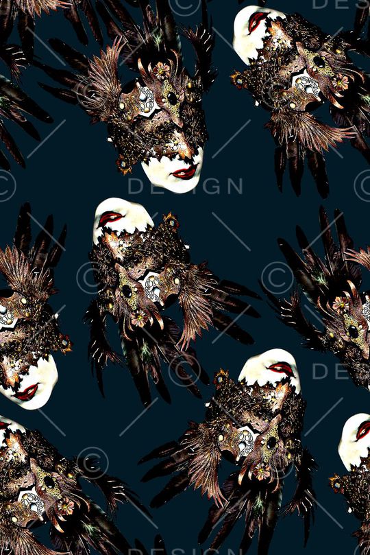 手绘人物北非印第安人印花印花华亿平台图片