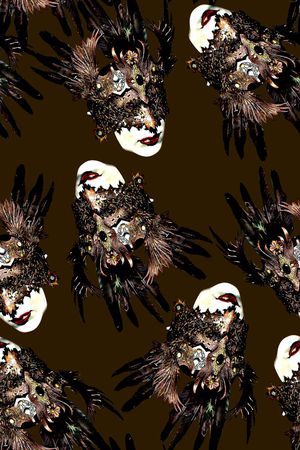 手绘人物北非印第安人印花印花华亿平台图片