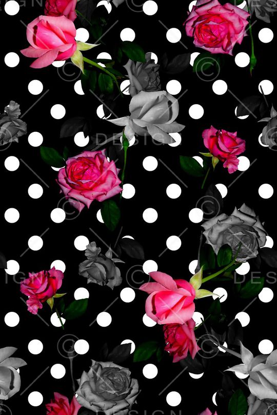 抽象手绘满版玫瑰花卉印花华亿平台图片