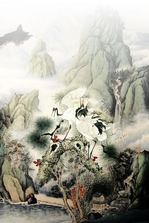 仙鹤印花华亿平台图片