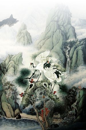 仙鹤印花华亿平台图片