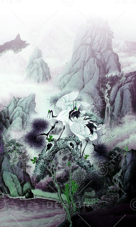 仙鹤印花华亿平台图片