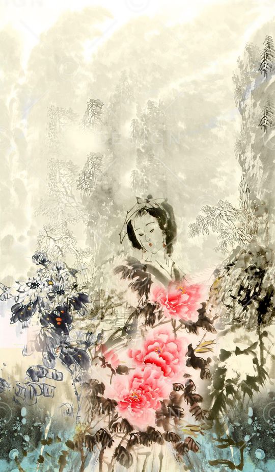 水墨印花华亿平台图片