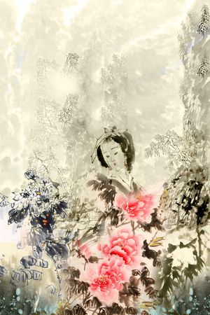 水墨印花华亿平台图片