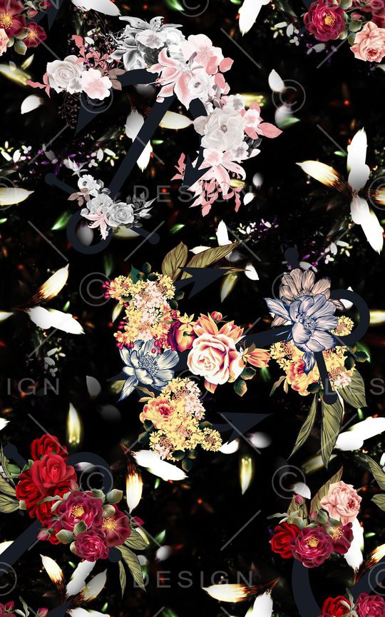 大花朵印花华亿平台图片