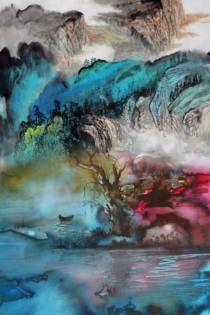 水墨印花华亿平台图片