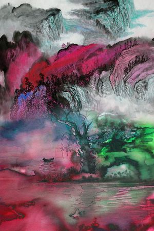 水墨印花华亿平台图片