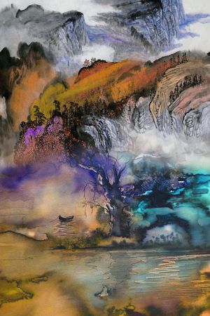 水墨印花华亿平台图片