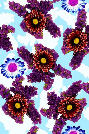 时尚潮流手绘花卉数码印花印花华亿平台图片