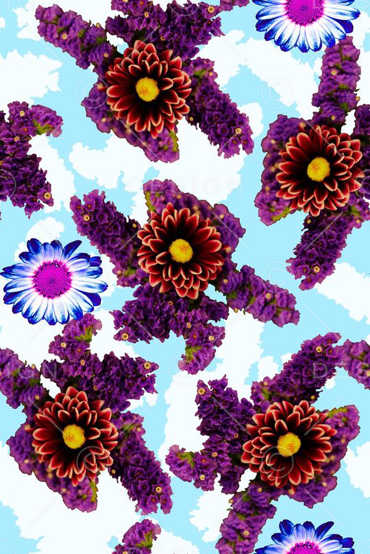 时尚潮流手绘花卉数码印花印花华亿平台图片