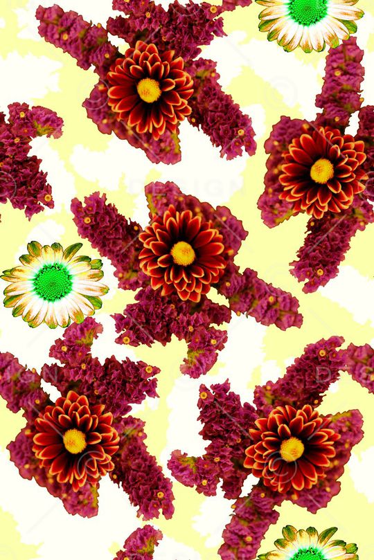 时尚潮流手绘花卉数码印花印花华亿平台图片