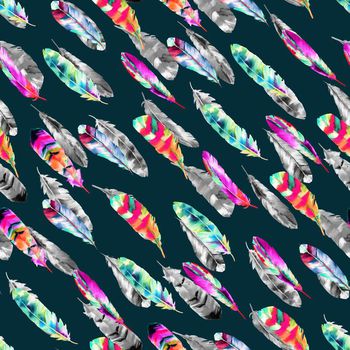 703584-彩色黑白羽毛绿