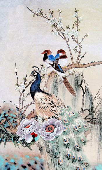 孔雀印花华亿平台图片