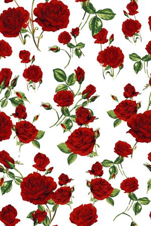 抽象手绘满版玫瑰花卉印花华亿平台图片