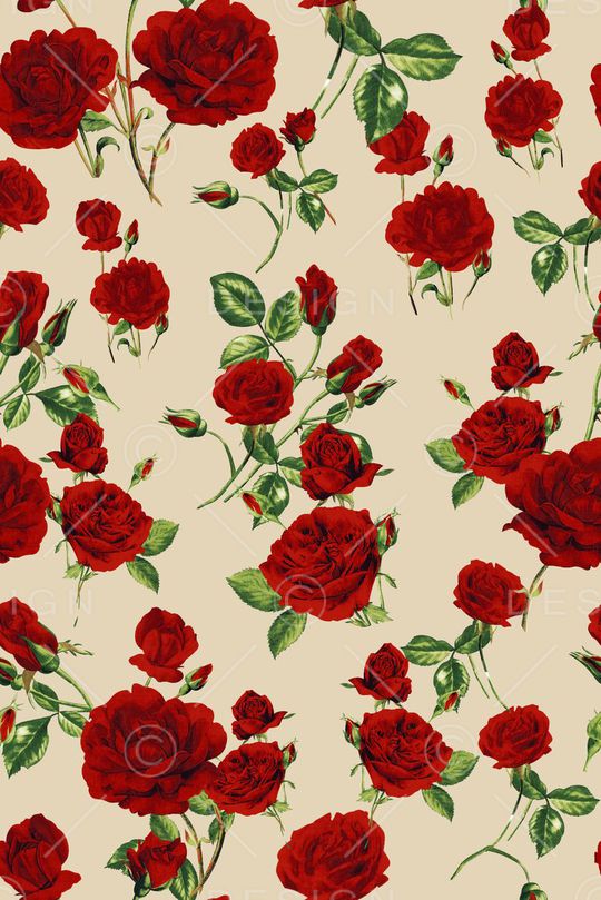 抽象手绘满版玫瑰花卉印花华亿平台图片