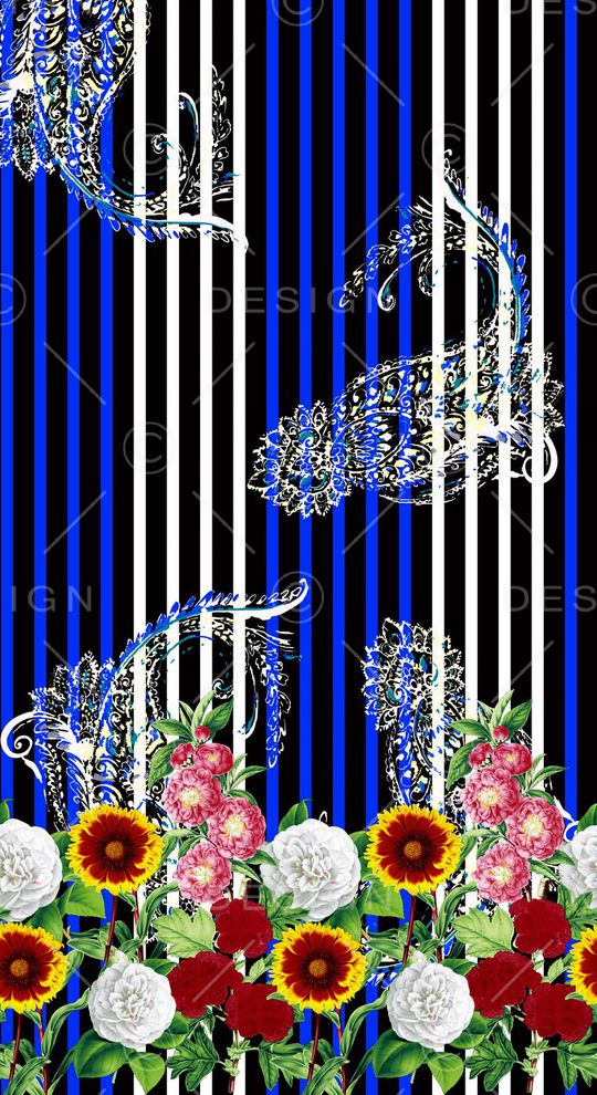 抽象手绘花卉印花华亿平台图片