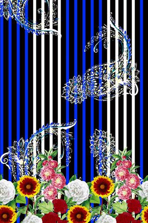 抽象手绘花卉印花华亿平台图片