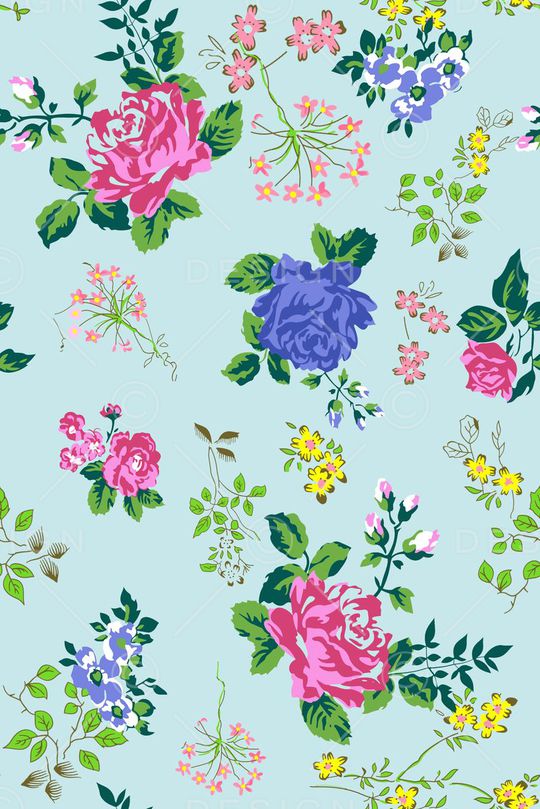 抽象手绘满版花卉印花华亿平台图片