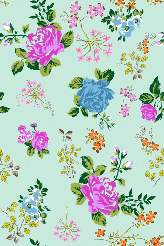 抽象手绘满版花卉印花华亿平台图片