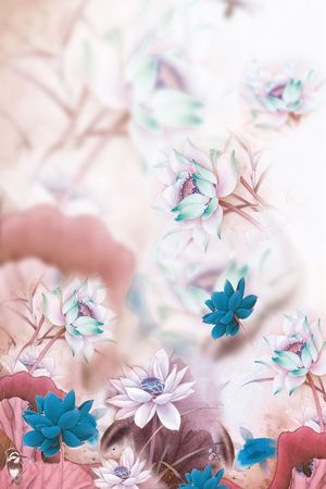 国画荷花印花华亿平台图片