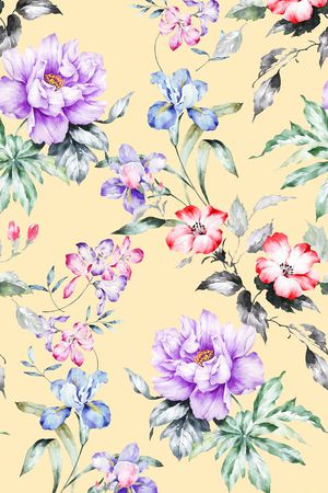 水彩花卉印花华亿平台图片