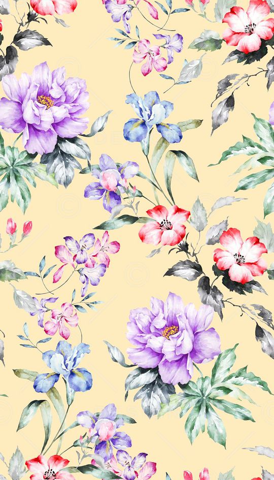 水彩花卉印花华亿平台图片