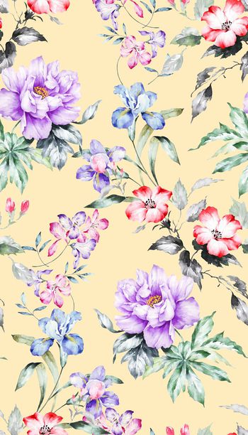 水彩花卉印花华亿平台图片